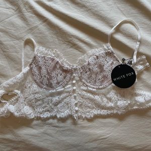 White Fox Boutique Lace Bustier White Size Large